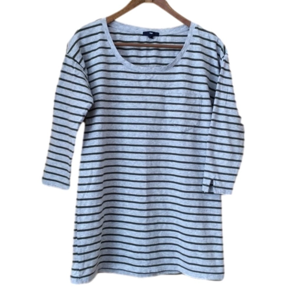 Gap Pima cotton 3/4 sleeve striped scoop neck pocket tee size XS